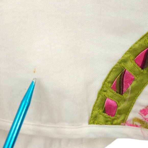 Bleu Bayou Open Front Jacket Size 1X Artsy Colorful 3/4 Sleeve Ribbon Applique - Picture 10 of 16